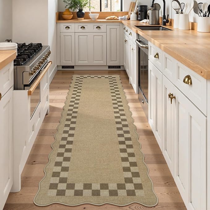 LIVEBOX Scalloped Easy Jute Checkered Runner Rug - Image 2
