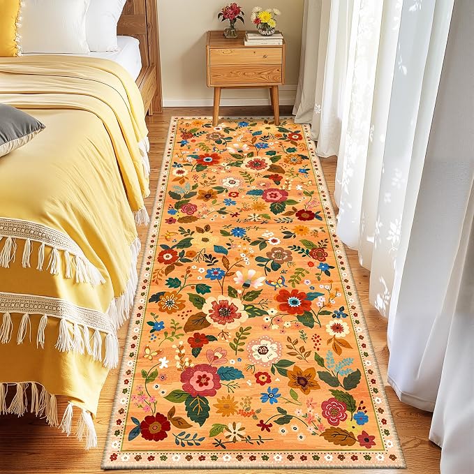 RELEANY Floral 2x8 Area Rugs Washable Print Boho Cute Carpet Non Slip Flower - Image 6