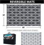 HUGEAR Outdoor Rug Mats, Large Waterproof Outdoor Area Rug, Reversible Portable - Image 2