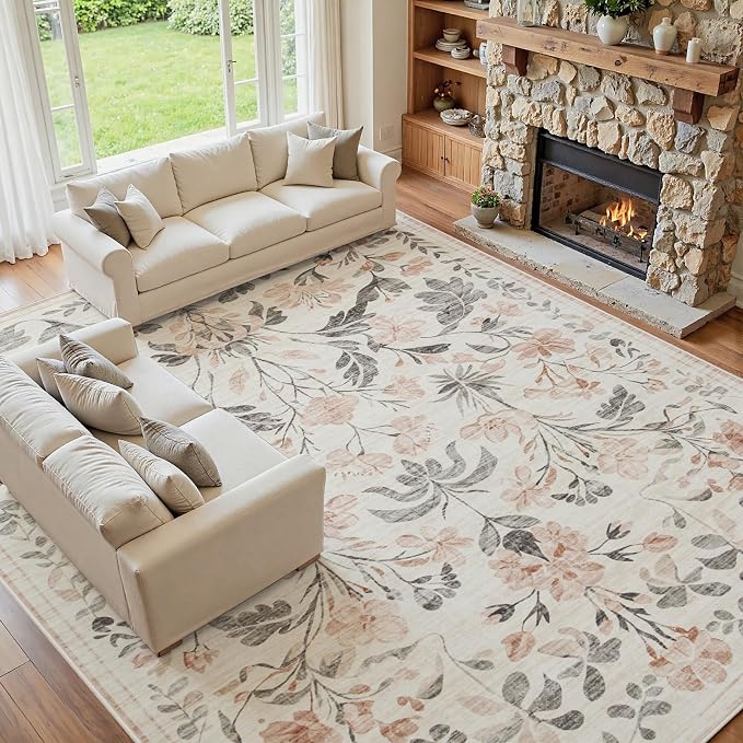 10x14 Area Rugs Washable Rug: Large Boho Living Room Rug Soft Non-Slip Low Pile - Image 3
