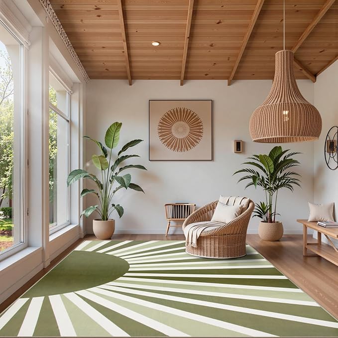 Lahome Green Area Rug: 5'x7 'Ultra-Thin Machine Washable & Non-Slip - Image 7