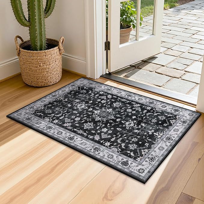 HEBE Washable Aera Rug 2'x 3' Non Slip Door Mat Indoor Entrance, Low Pile - Image 9
