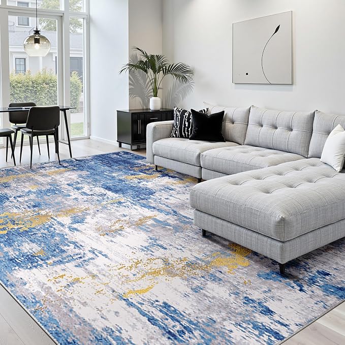 RELEANY Washable Area Rugs Square 10ft Non-Slip Modern Abstract Soft - Image 9