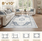 cotiled 8x10 Area Rug Machine Washable Vintage Carpet - Image 7