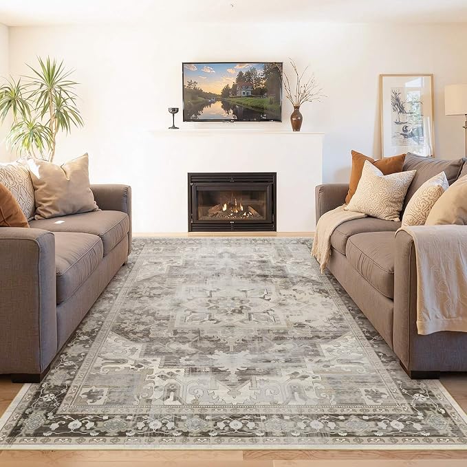 Rugxara 5X7 Washable Area Rug for Living Room, Vintage Large Boho Rugs for by Rugxara