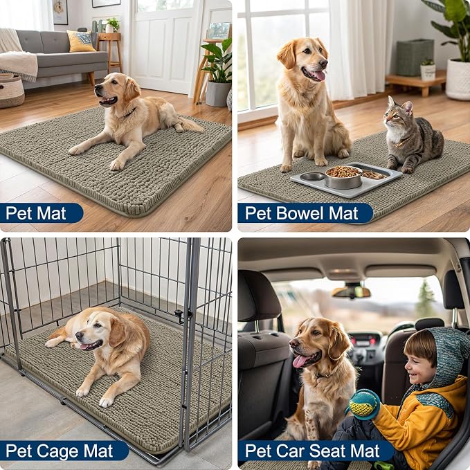 Smiry Dog Door Mat for Muddy Paws 30x20, Absorbent Dirt Trapper, Non-Slip - Image 6