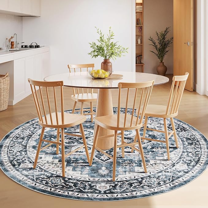 AMADA HOMEFURNISHING Round 4ft Area Rugs, Low-Profile Washable Rug - Image 3