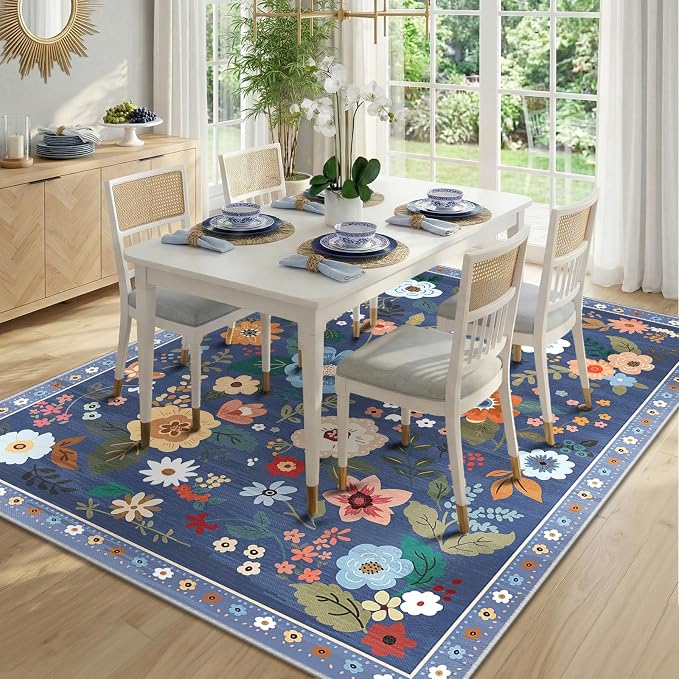RELEANY Floral 6x9 Area Rugs Washable Print Boho Cute Carpet Non Slip Flower - Image 3