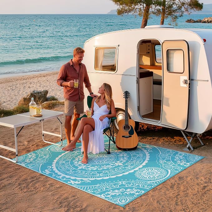 Pauwer Waterproof Outdoor Rug 6x9, Reversible Plastic Straw Patio Camping Rug - Image 8