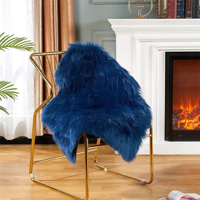 EasyJoy Ultra Soft Fluffy Shaggy Area Rug Faux Fur Rug Chair Cover Seat Pad - Image 2