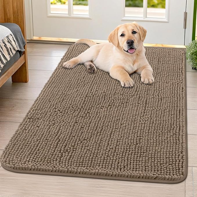Smiry Dog Door Mat for Muddy Paws 40x32, Absorbent Dirt Trapper, Non-Slip by Smiry