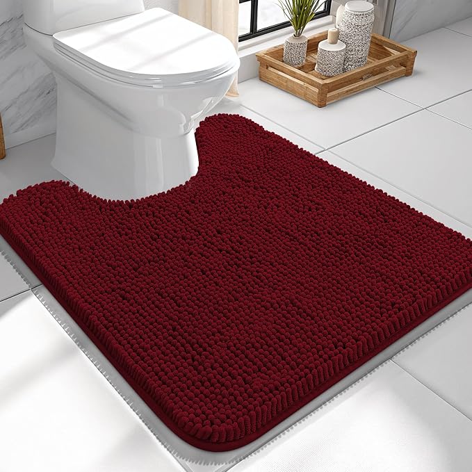 OLANLY Toilet Rugs U-Shaped 24x24, Extra Soft Absorbent Chenille Contour by OLANLY
