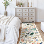2x10 Washable Hallway Runner Rug: Long Floral Scalloped Soft Runners - Image 3