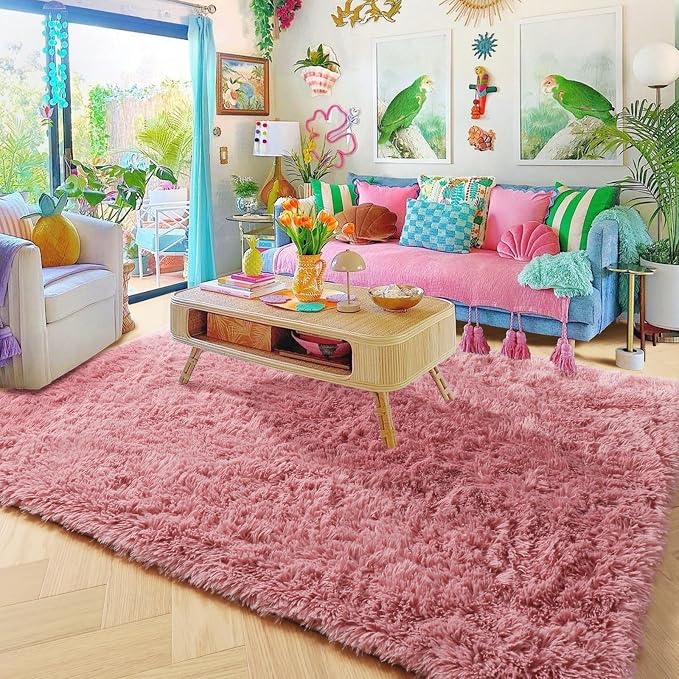 Amdrebio Blush Pink Kids Area Rugs - Image 4