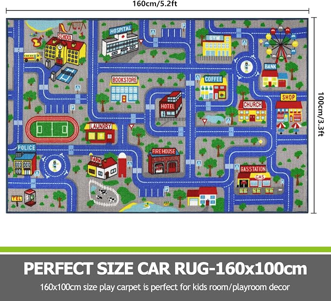 Capslpad Blue Car Road Kid Rug Carpet Playmat - Image 2