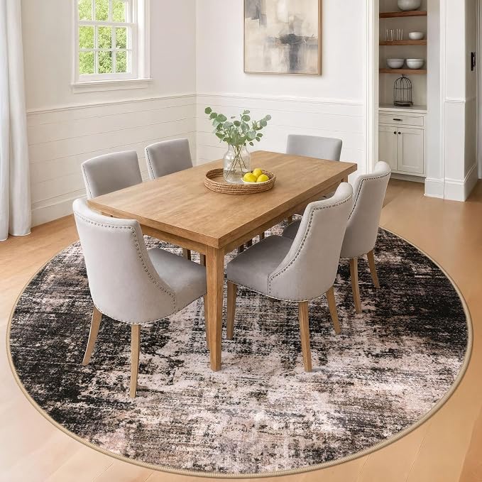 IOHOUZE Abstract Round Area Rug 8 Ft Washable Circle Rugs Large Round Rug Non - Image 2