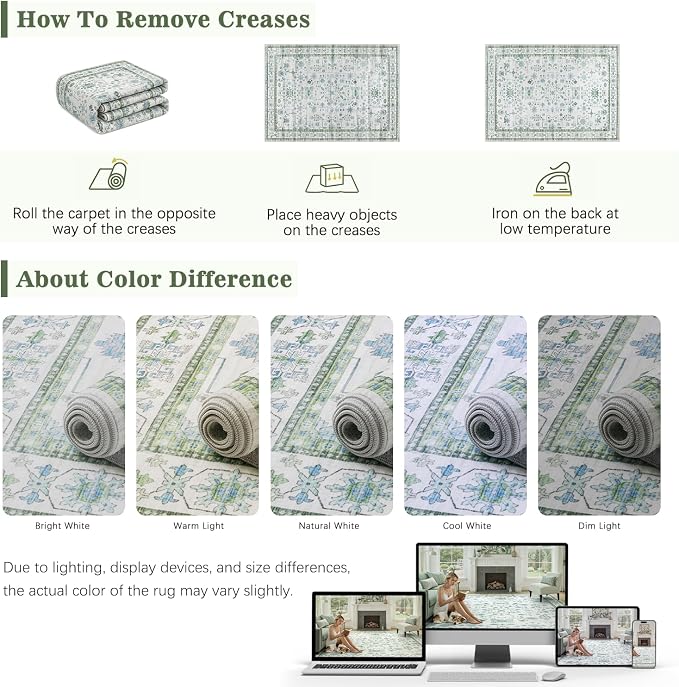 DCX Green 4x6 Rug, Kid & Pet Friendly - Image 4