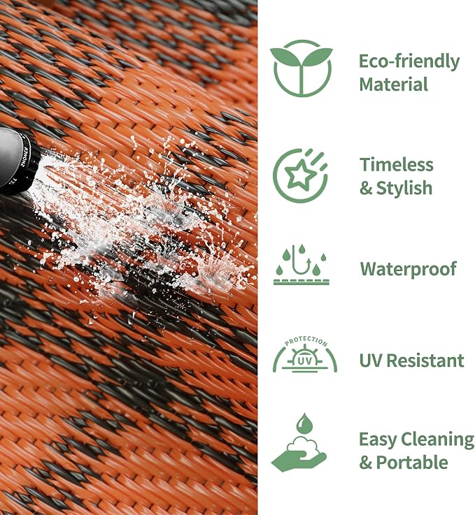 GENIMO Waterproof Outdoor Rug for Patio Clearance, Lightweight RV Camping Mat - Image 6