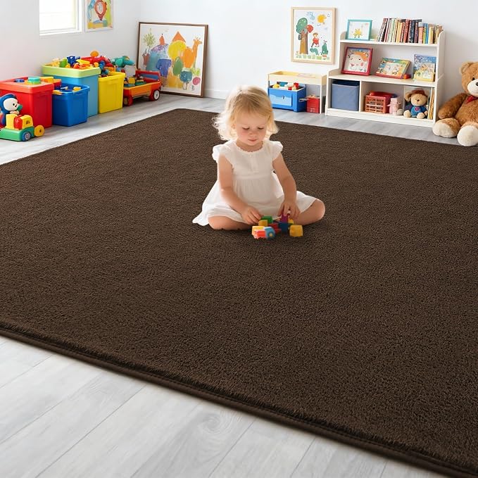 6x9 Feet Brown Area Rugs for Bedroom, Indoor Washable Memory Foam Rug for - Image 7