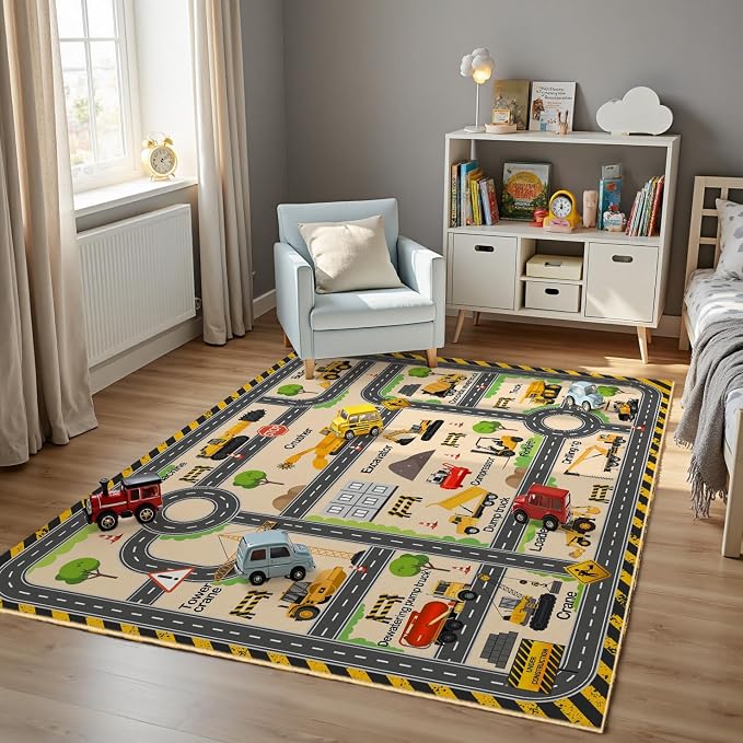 Construction Site Play Rug for Kids - Image 3