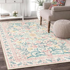 Wonnitar Pink Rugs for Nursery, 5x7 Washable Rug for Bedroom Girls, Boho Soft - Image 4