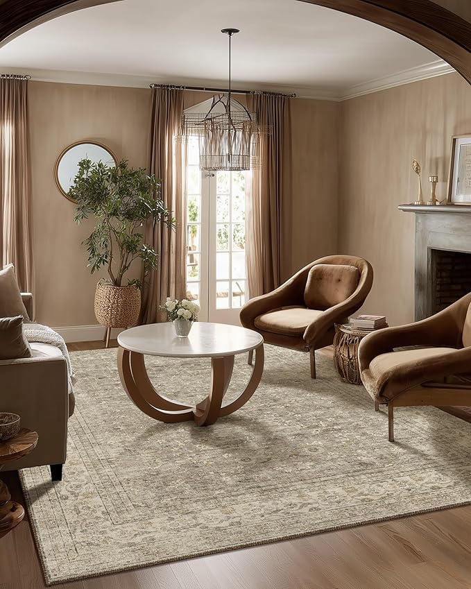 Machine Washable Rugs for Living Room: 5x7 Area Rugs for Bedroom Vintage Stain by palohom