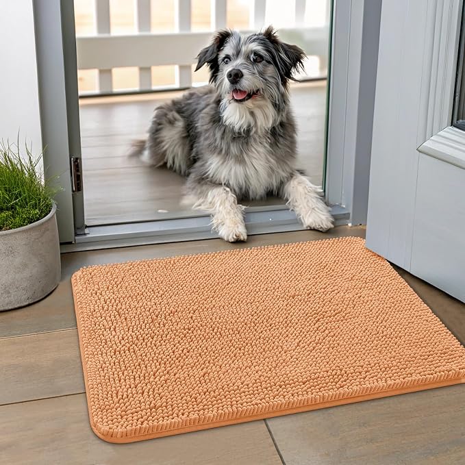 Smiry Dog Door Mat for Muddy Paws 24x16, Absorbent Dirt Trapper, Non-Slip by Smiry