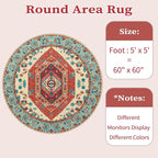 SERISSA Boho Round Area Rug, 5ft Washable Non-Slip Circle Rug, Ultra Soft - Image 6