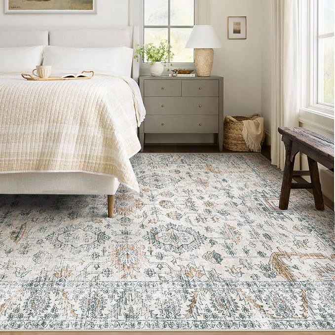 XLUEZ Area Rug 6x9 Living Room Rug, Machine Washable Vintage Distressed Boho - Image 2
