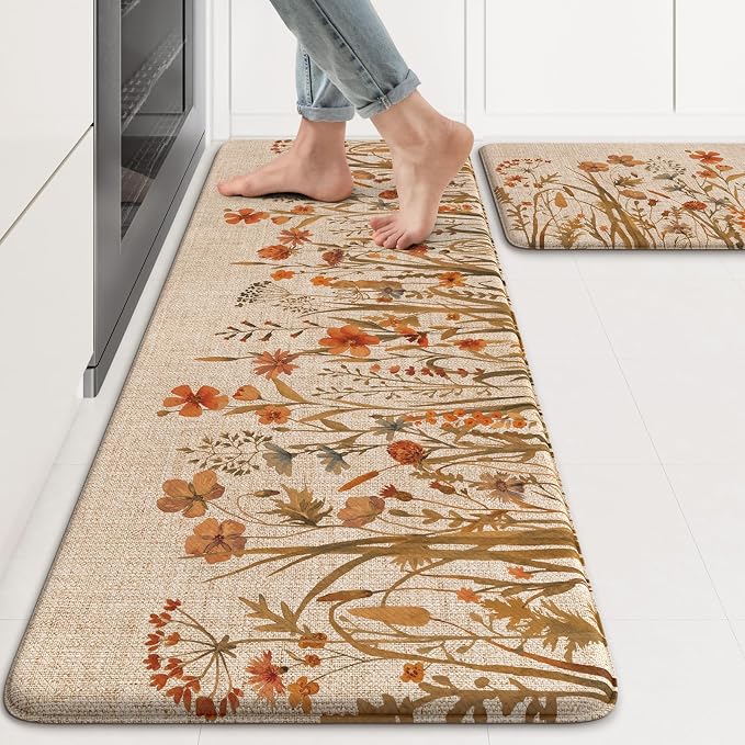 KIMODE Fall Kitchen Mats Cushioned Anti Fatigue, Non Slip Kitchen Mats by StayinComfortCookwithJoy