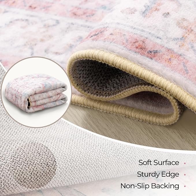 CAPALOCA Machine Washable Rugs Nursery Rug Sq4ft Cute Girl Non Slip Low Pile - Image 4
