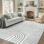 DCX Abstract Machine Washable 8x10 Rug, Soft Low Pile Non Slip Carpet, Kid & by DCXWashableRug