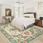 Area Rug 8x10 Washable Rug, Vintage Boho Medallion Rugs Non-Slip Soft Low Pile - Image 2