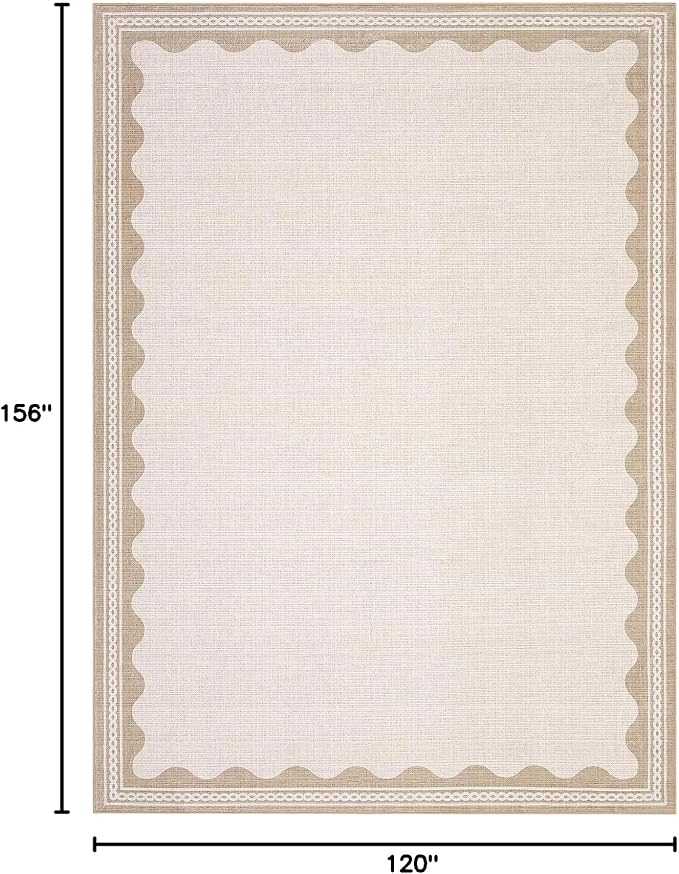 GarveeHome Scalloped Beige Washable Rugs 10x13 Rug - Image 2