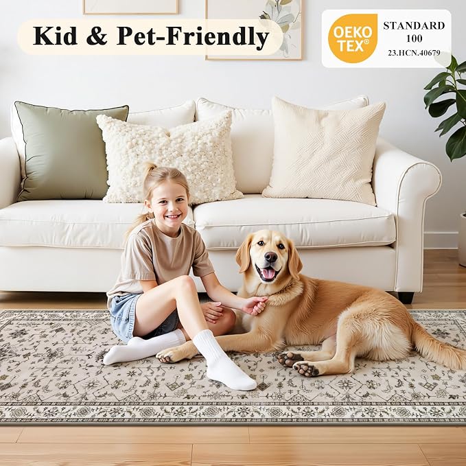 HEBE Washable Hallway Runner Rug 2'x 8' Non Slip Kitchen Rugs Runner, Low Pile - Image 7