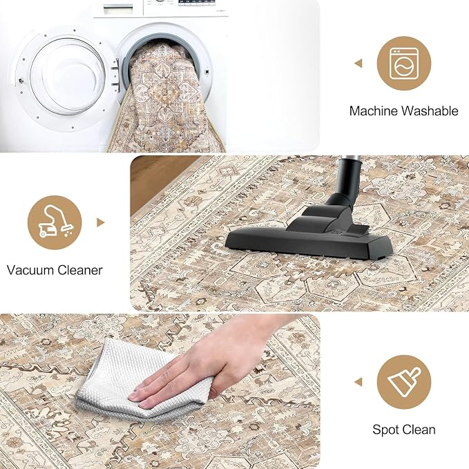Yamaziot Washable Runner Rug, 2x10 Non-Slip Boho Vintage Hallway Rug Runner - Image 6