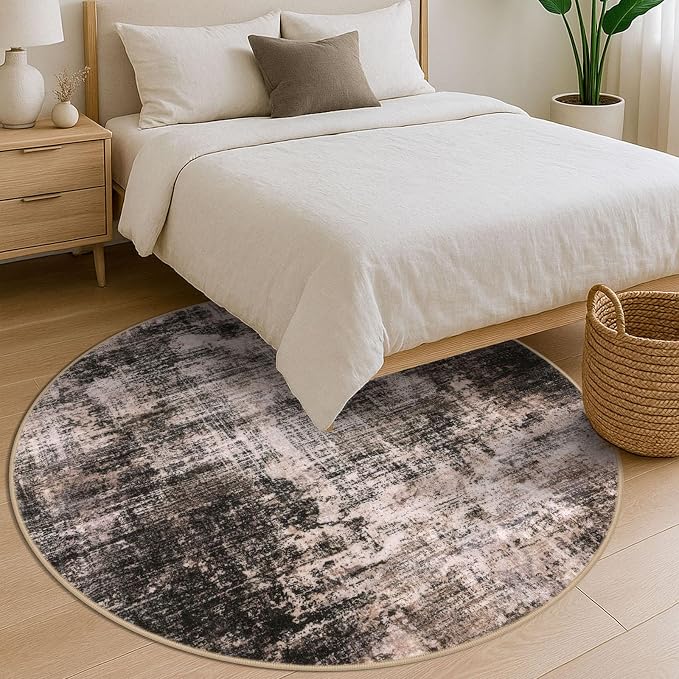 IOHOUZE Abstract Round Area Rug 6 Ft Washable Circle Rugs Large Round Rug Non - Image 8