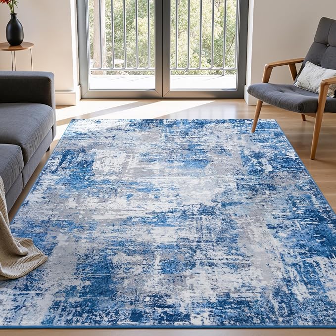 Rugflix 5x7 Area Rugs for Living Room, Washable Large Rug Stain-Resistant Low by RugflixAreaRugs