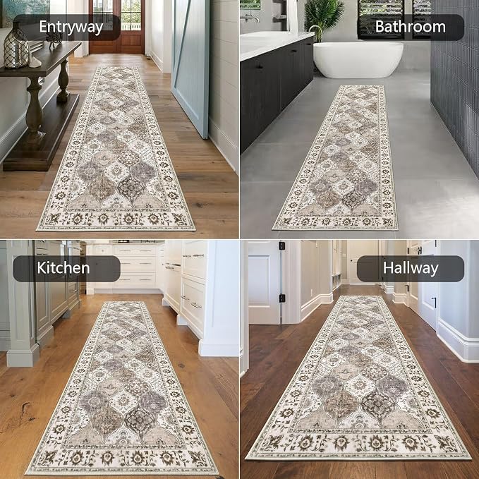 HEBE Hallway Runner Rug 2'x8' Washable Vintage Distressed Area Rugs Non Slip - Image 5