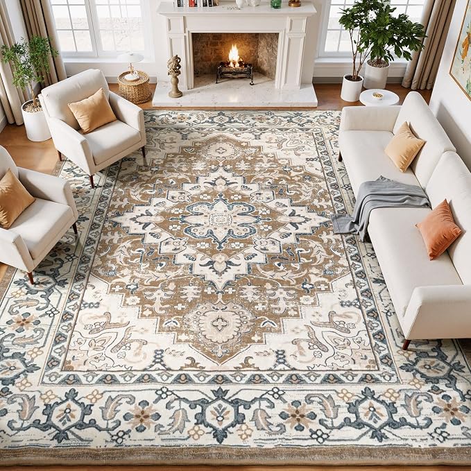Lessymo Area Rugs 9x12 Living Room- Large Area Rug Machine Washable Area Rug by Lessymo