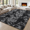 BENRON Fluffy Tie-dye Black Rugs by BENRON