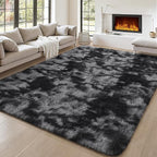 BENRON Fluffy Tie-dye Black Rugs by BENRON