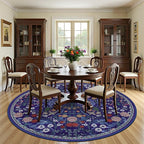 Round Area Rug for Living Room: 8 ft Floral Washable Circle Rug Soft Boho - Image 3