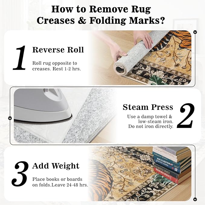 DCX Washable 5x7 Tiger Area Rug, Soft Low Pile Carpet, Kid & Pet Friendly - Image 9