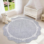 GarveeHome Scalloped Bow Rug for Living Room, 4ft Round Rugs Washable Solid - Image 2