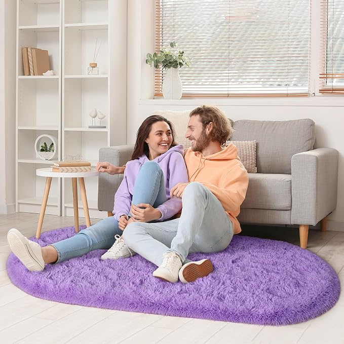 LOCHAS Bedroom Rug 2.6' x 5.3', Soft Oval Throw Rugs Carpet - Image 3