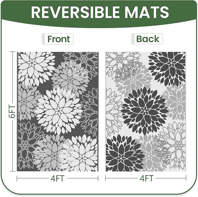 LuxStep Outdoor Rug Waterproof Outdoor Plastic Straw Rug Reversible Patio Rug - Image 2