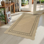 LIVEBOX Scalloped Washable 3x5 Outdoor Rug, Easy Jute Tan Rugs by LIVEBOX