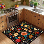 RELEANY Floral Square 4ft Area Rugs Washable Print Boho Cute Carpet Non Slip - Image 6