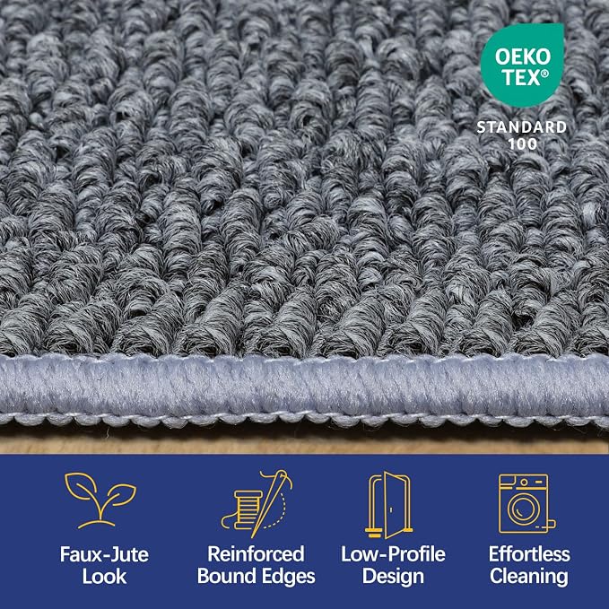 Faux Jute Area Rug 5'x7', Washable & Non-Slip, No Odor. Farmhouse Boho Style - Image 3